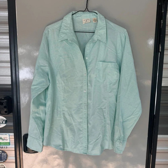 Riders by Lee Easy Care size large teal blue button up shirt - Picture 2 of 4